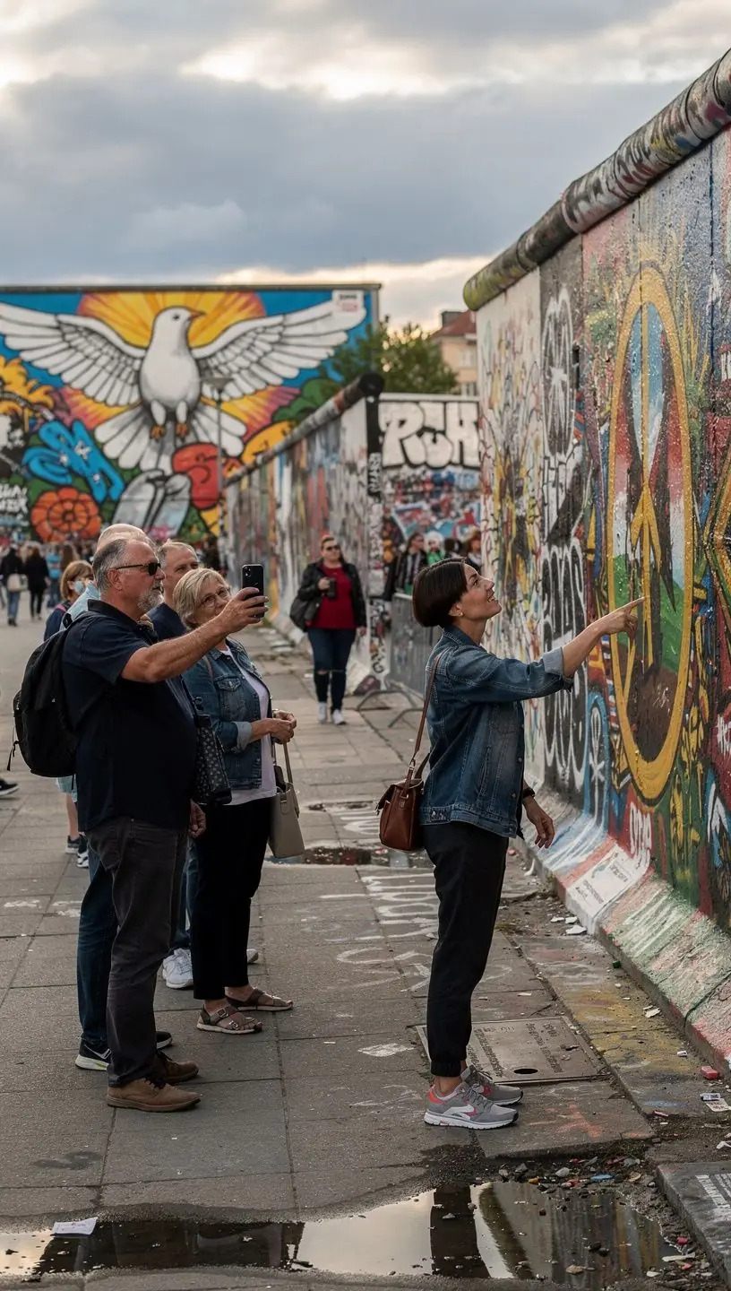 Touristengruppe folgt einem sachkundigen Stadtführer durch ein mittelalterliches Stadtviertel.